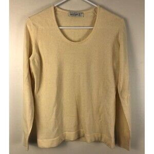 LYLE & SCOTT Scotland Womens Cashmere Scoop Neck Sweater Pale Yellow Sz M [read]